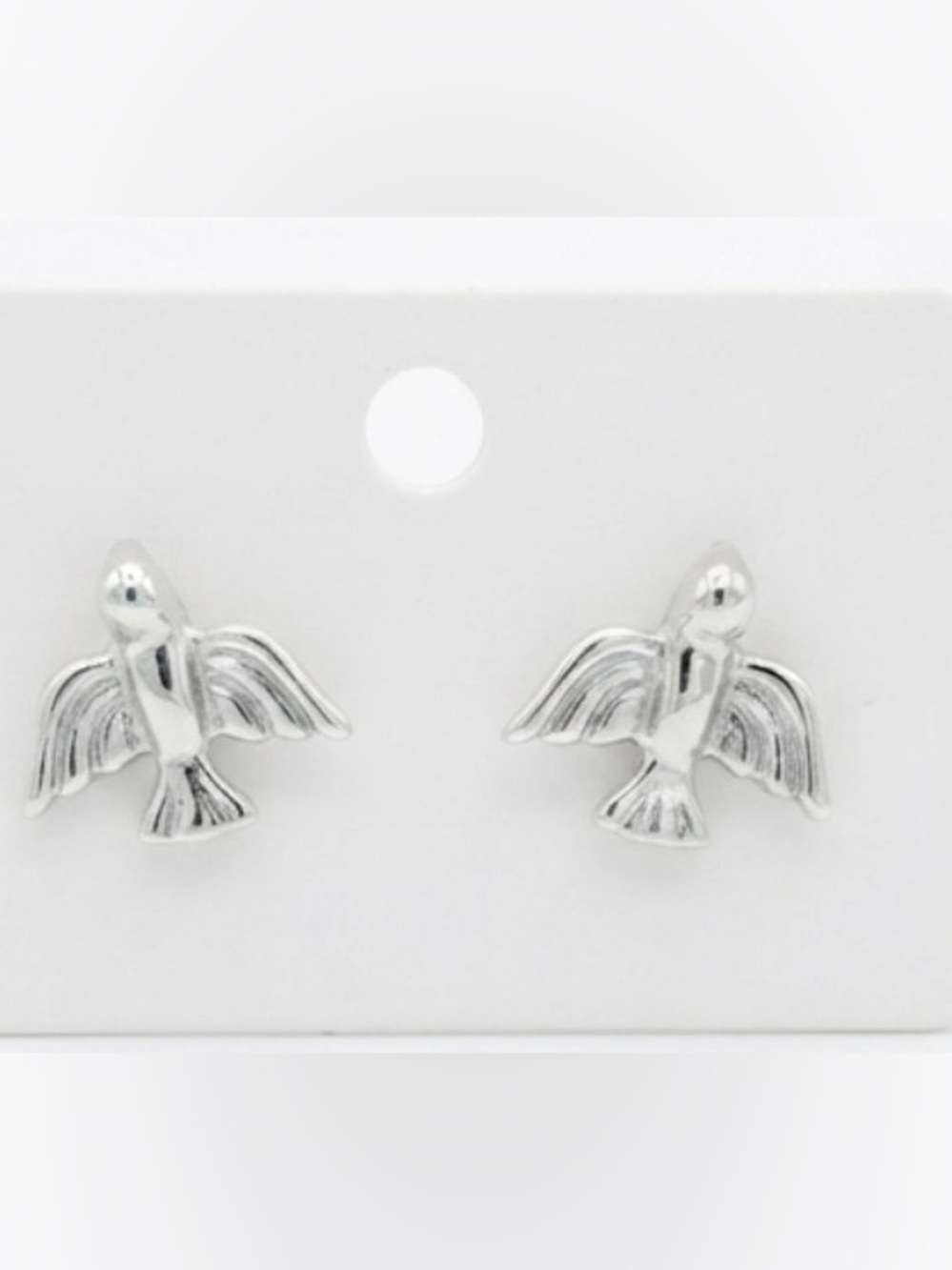 Vintage Silver  Bird Stud Earrings - Elegant Bird Design, Estate Piece